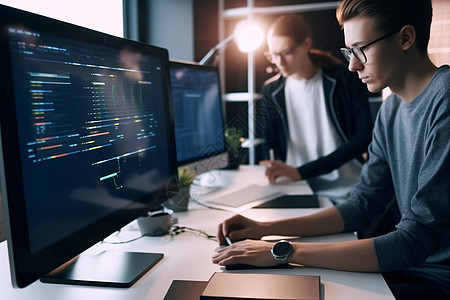 程序員團隊在IT公司辦公室編程新應用程序